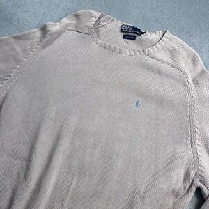 Polo Ralph Lauren Sweater Mens Large Beige Knit Pony Crewneck Pullover